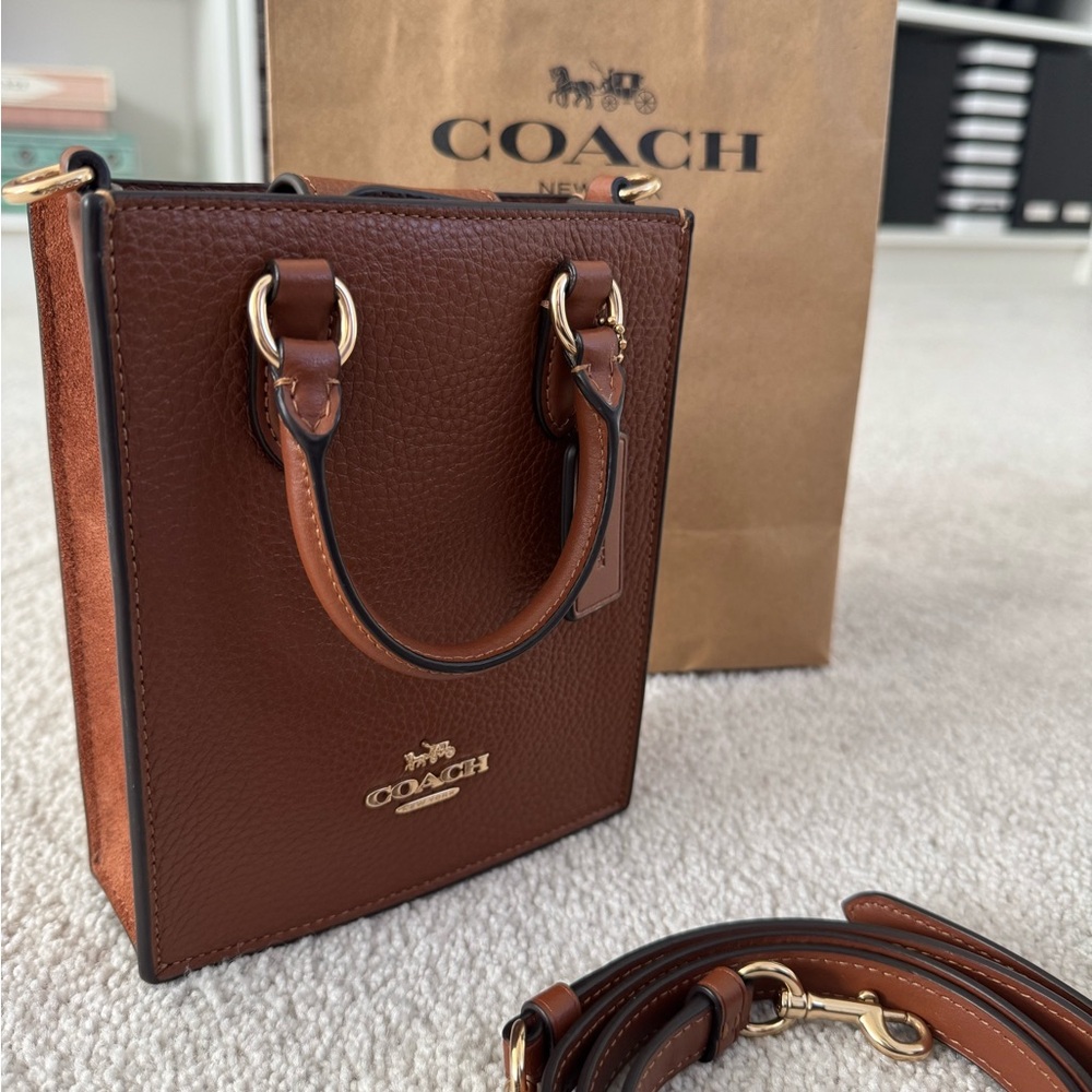 Coach Mini Tote - Pebbled Leather and Suede